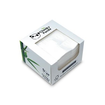 Koktélszalvéta, bambusz, 1/4 hajtogatott, 2 rétegű, 25x25 cm, 100 db, CHEEKY PANDA, fehér